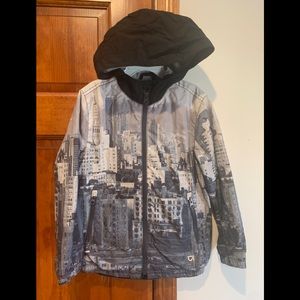 Gap Kids Boys XS Windbreaker Jacket Black Gray Full Zip  liner New York City